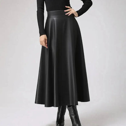 LeRoxy | Lange Zwarte Leren Rok voor Dames | Elegante & Tijdloze Look
