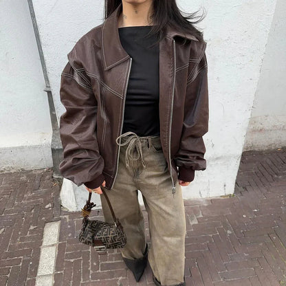 LeRoxy| Oversized leren jas