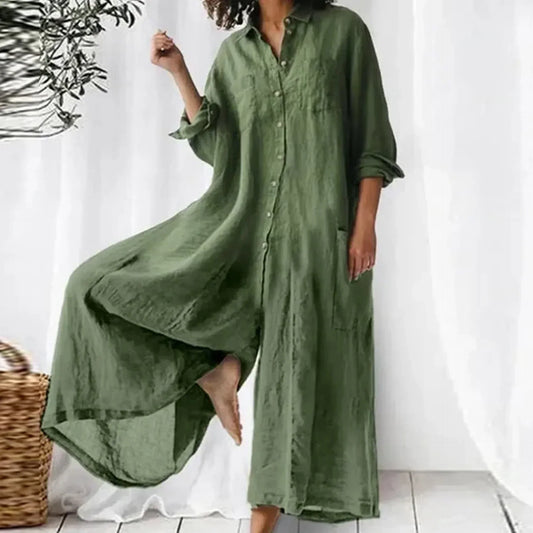 LeRoxy | Losse dames jumpsuit met knoopsluiting en comfortabele pasvorm