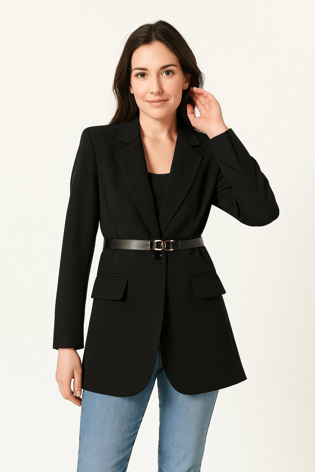 LeRoxy | Dames Blazer Getailleerd met Ceintuur | Lange Mouw | Formele Stijl