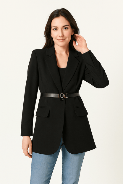 LeRoxy | Dames Blazer Getailleerd met Ceintuur | Lange Mouw | Formele Stijl