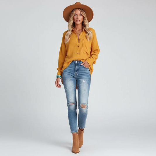 LeRoxy | Dames Casual Overhemd met Knopen | Luchtig en Comfortabel