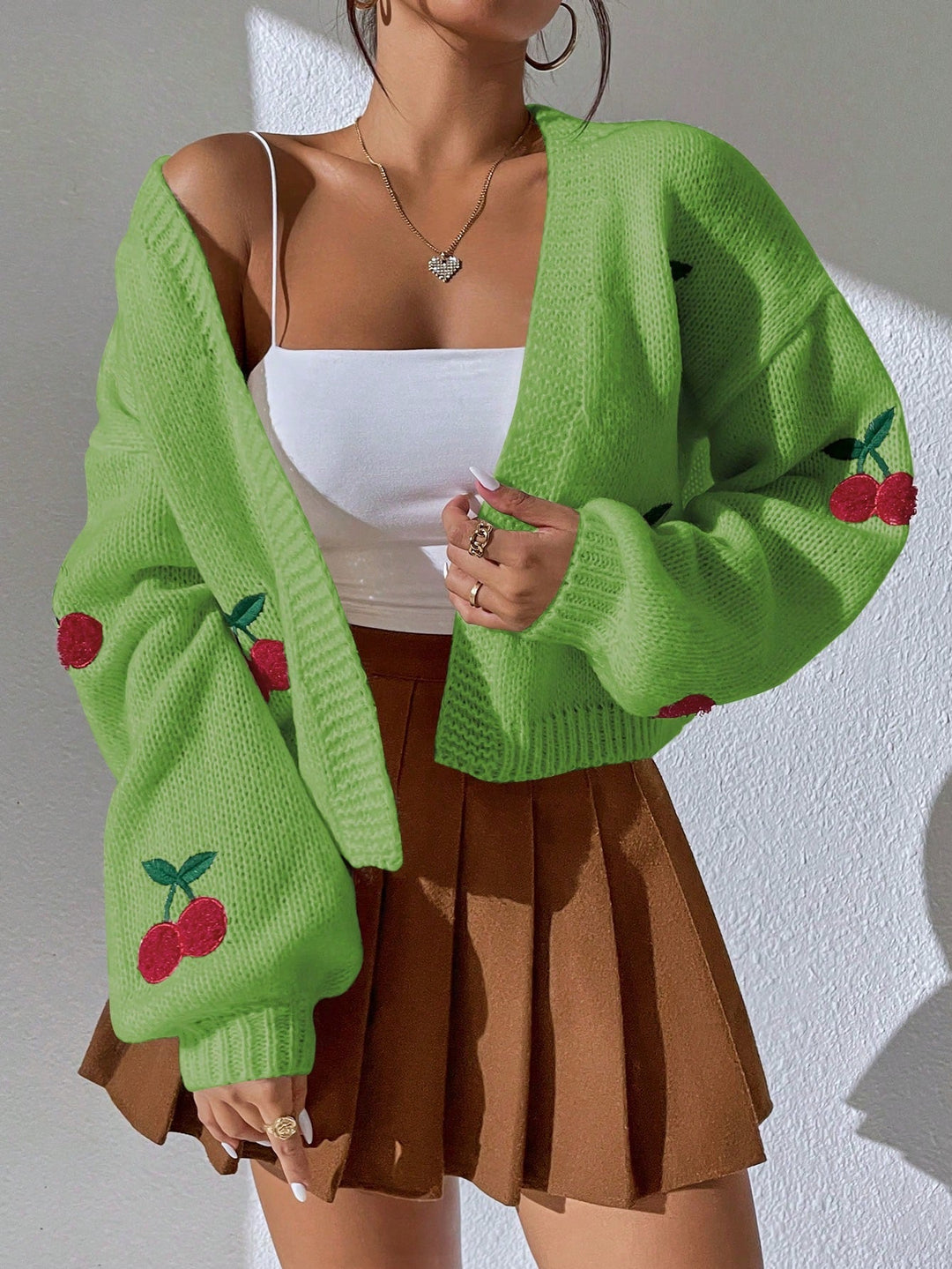 LeRoxy | Dames Vest van Merinowol en Kasjmier met Kersenprint | Licht & Zomers Cardigan