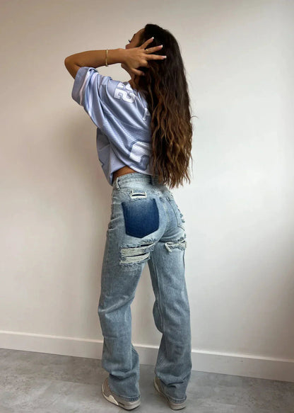 LeRoxy | Dames Vintage Jeans met Ripped Details | Straight Fit Denim