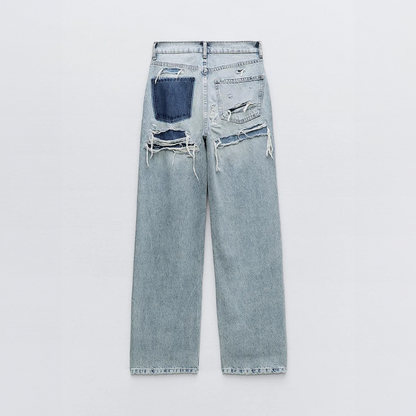 LeRoxy | Dames Vintage Jeans met Ripped Details | Straight Fit Denim