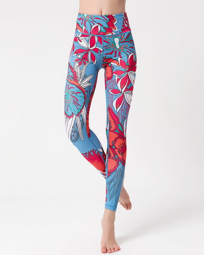 LeRoxy | Rode Dames Sportlegging | Orchid Design | High Waist & Squat Proof