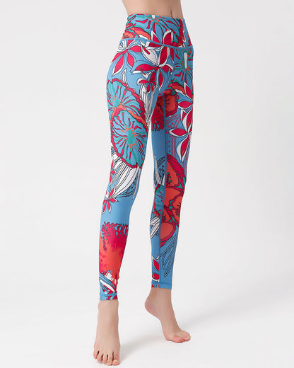 LeRoxy | Rode Dames Sportlegging | Orchid Design | High Waist & Squat Proof