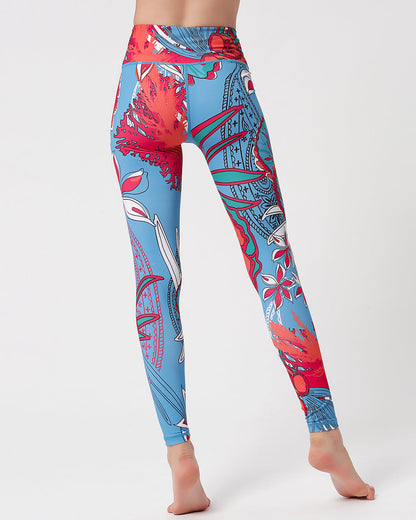 LeRoxy | Rode Dames Sportlegging | Orchid Design | High Waist & Squat Proof