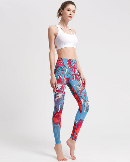LeRoxy | Rode Dames Sportlegging | Orchid Design | High Waist & Squat Proof