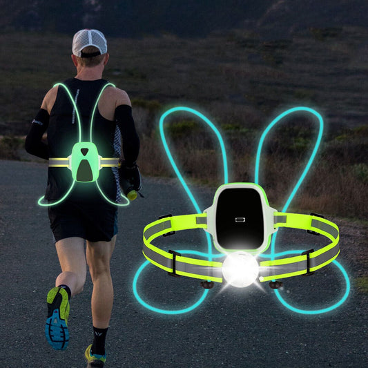 ReflectGlow Running Veiligheidsvest | USB Oplaadbaar LED Hardloopvest | Waterdicht & Verstelbaar voor Hoge Zichtbaarheid