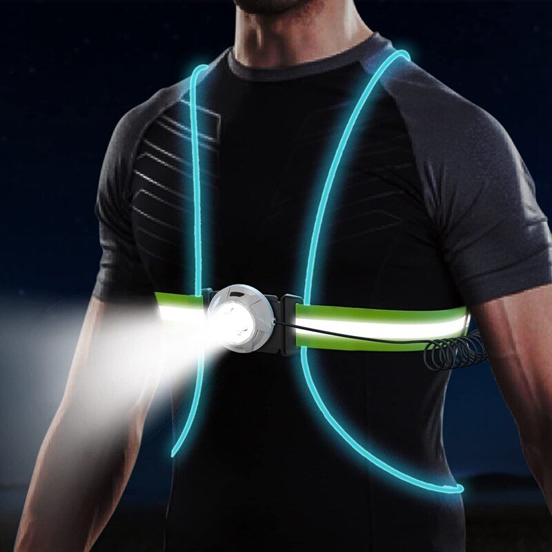 ReflectGlow Running Veiligheidsvest | USB Oplaadbaar LED Hardloopvest | Waterdicht & Verstelbaar voor Hoge Zichtbaarheid