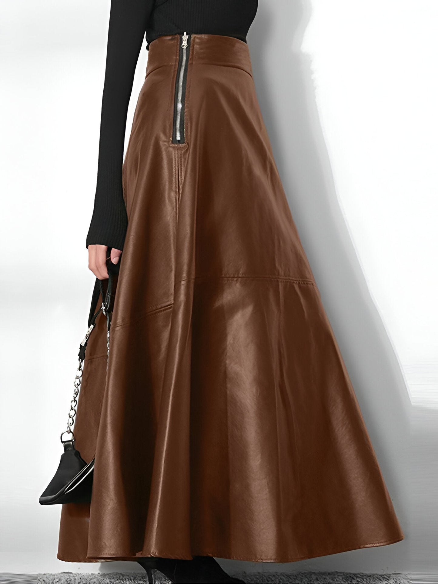 LeRoxy | PU Leren Maxi Rok voor Dames | Verfijnde Lange Rok met Stijlvolle Look