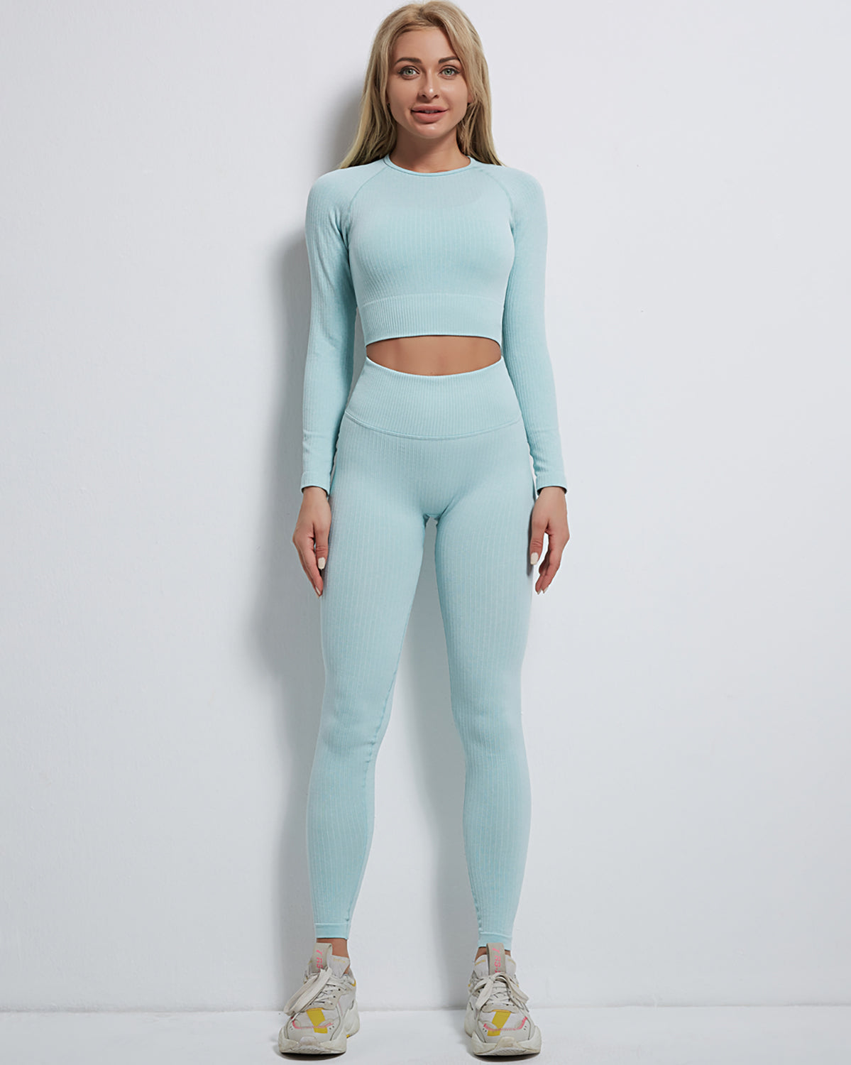 LeRoxy | Dames Ribgebreide Lange Mouwen Top | Blauw | Rozy