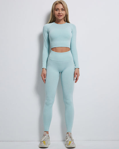 LeRoxy | Dames Ribgebreide Lange Mouwen Top | Blauw | Rozy