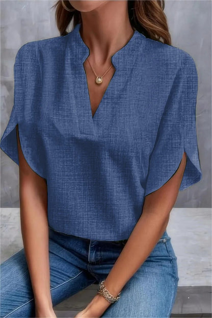 LeRoxy | Zomerse Dames Blouse | V-Hals, Off-Shoulder, Losse Pasvorm & Linnen Look | Elegante Korte Top