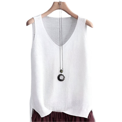 LeRoxy | Mouwloze Gebreide Damesblouse | Zomer Top zonder Mouwen