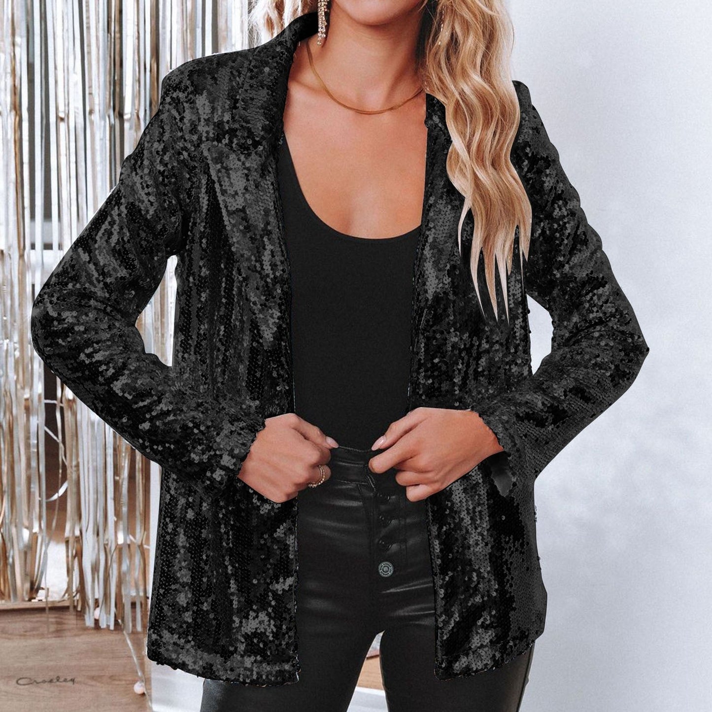 LeRoxy | Lange Glanzende Feestjas Blazer voor Dames |  Elegant & Glinsterend