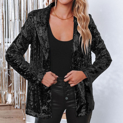 LeRoxy | Lange Glanzende Feestjas Blazer voor Dames |  Elegant & Glinsterend