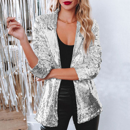 LeRoxy | Lange Glanzende Feestjas Blazer voor Dames |  Elegant & Glinsterend
