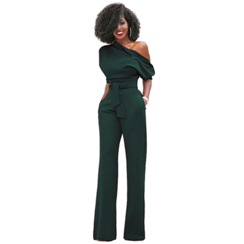 LeRoxy | Elegante One-Shoulder Jumpsuit met Wijde Pijpen | Dames Jumpsuit voor Feest of Avondkleding
