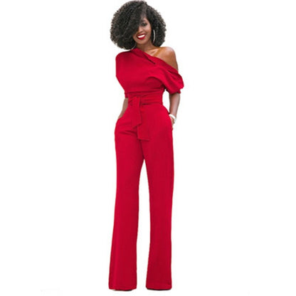 LeRoxy | Elegante One-Shoulder Jumpsuit met Wijde Pijpen | Dames Jumpsuit voor Feest of Avondkleding