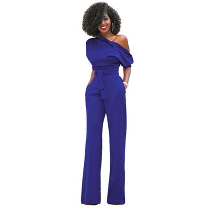 LeRoxy | Elegante One-Shoulder Jumpsuit met Wijde Pijpen | Dames Jumpsuit voor Feest of Avondkleding