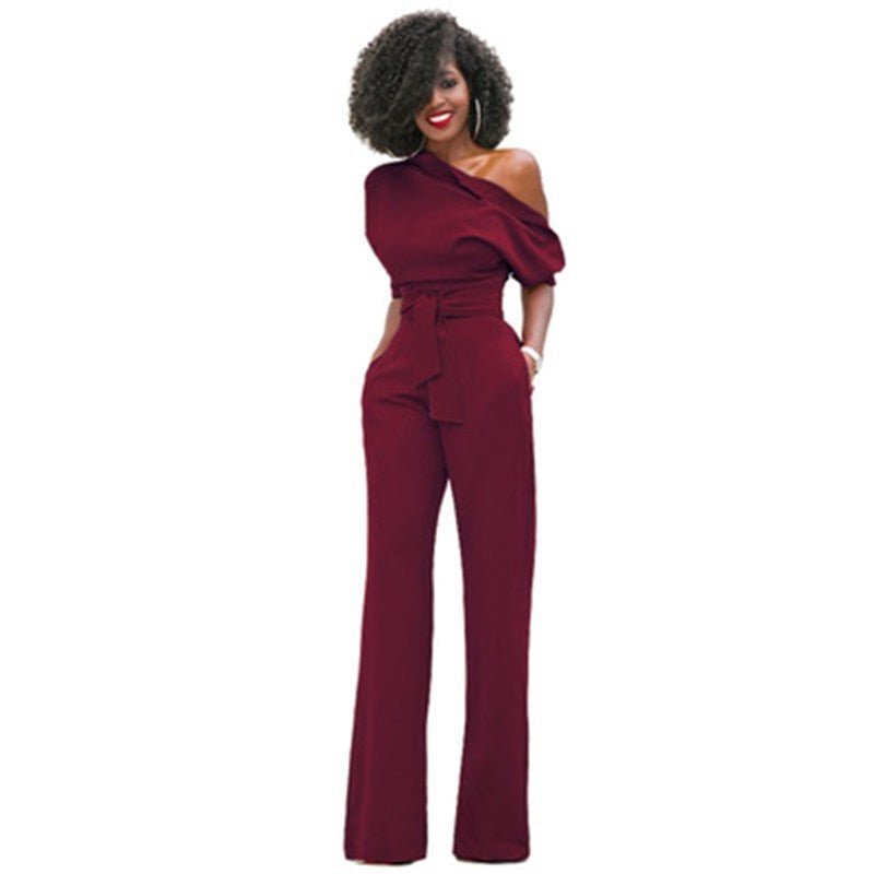 LeRoxy | Elegante One-Shoulder Jumpsuit met Wijde Pijpen | Dames Jumpsuit voor Feest of Avondkleding