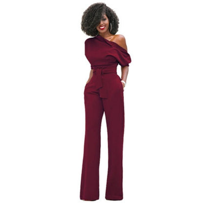 LeRoxy | Elegante One-Shoulder Jumpsuit met Wijde Pijpen | Dames Jumpsuit voor Feest of Avondkleding