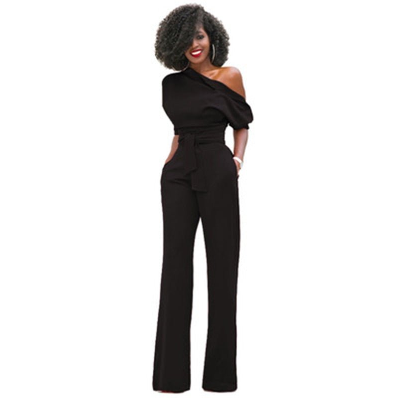 LeRoxy | Elegante One-Shoulder Jumpsuit met Wijde Pijpen | Dames Jumpsuit voor Feest of Avondkleding