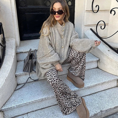 LeRoxy | Oversized Gebreid Damesvest | Cardigan met Gouden Knopen | Beige Designerstijl