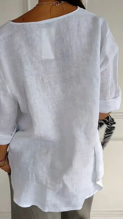 LeRoxy | Dames Linnen Blouse met Knoopsluiting | Zomerse Luchtige Top